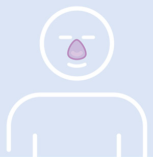 Dessin de l'emplacement d'un masque nasal sur le visage d'un patient trait&eacute; pour l'apn&eacute;e du sommeil