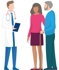 M&eacute;decin parlant &agrave; un couple de patients