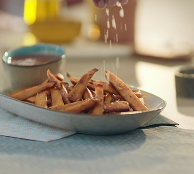 De croustillantes frites de patate douce &agrave; l'Airfryer