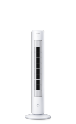 Un grand ventilateur colonne blanc Philips s&eacute;rie&nbsp;5000 avec un bouton d'aromath&eacute;rapie en fa&ccedil;ade.