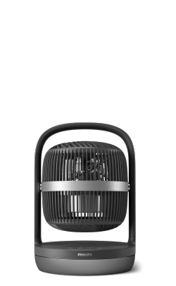 Un petit ventilateur de table noir Philips s&eacute;rie&nbsp;3000 avec oscillation automatique.