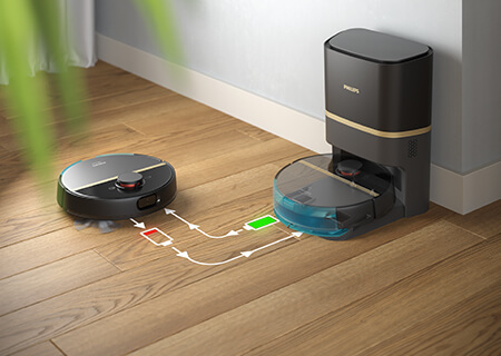 Nettoie pendant 180&nbsp;minutes avec une seule charge de batterie