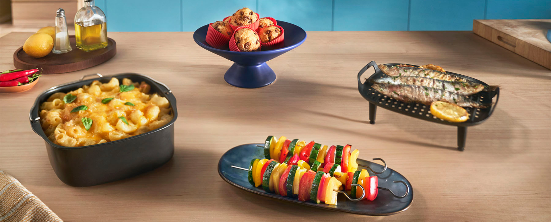 un choix de plats frits &agrave; l'air avec nos accessoires