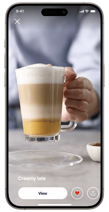 Smartphone avec &eacute;cran HomeID affichant une recette de caf&eacute;