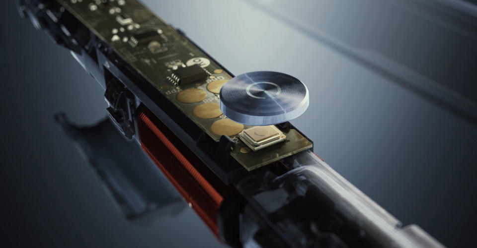 Gros plan de la m&eacute;canique interne d&rsquo;un produit Philips, con&ccedil;u de mani&egrave;re &eacute;co-responsable et pour durer.