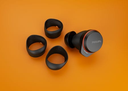 Casque sport sans fil True&nbsp;Wireless Philips avec stabilisateurs interchangeables disponibles en plusieurs tailles